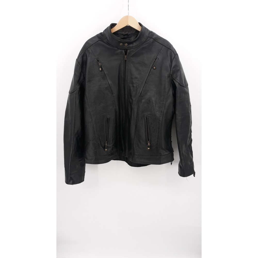 Jafrum Motorcycle Gear Leather Biker Jacket Sz 4XL w/Side Laces Removable Liner